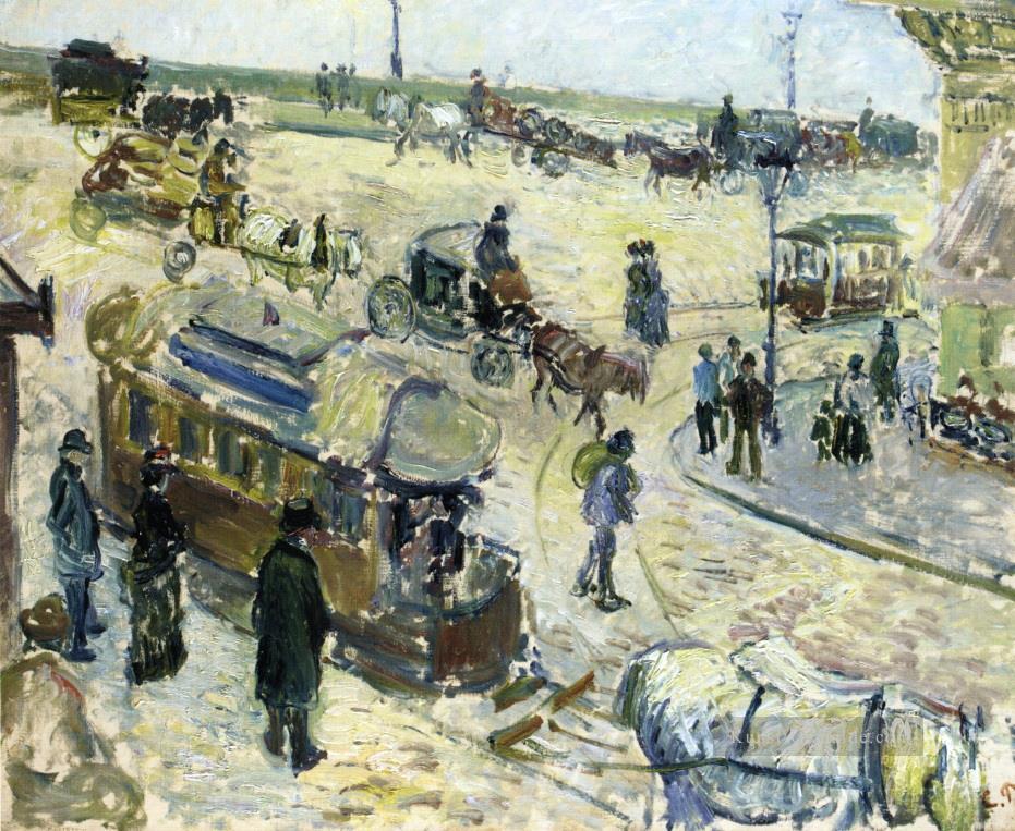 Place de la République rouen mit Straßenbahn 1883 Camille Pissarro Ölgemälde